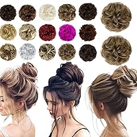 Vista 21 de Qunlinta Extensiones de cabello desordenado para mujer, extensiones de cabello para mujer, color negro y marrón