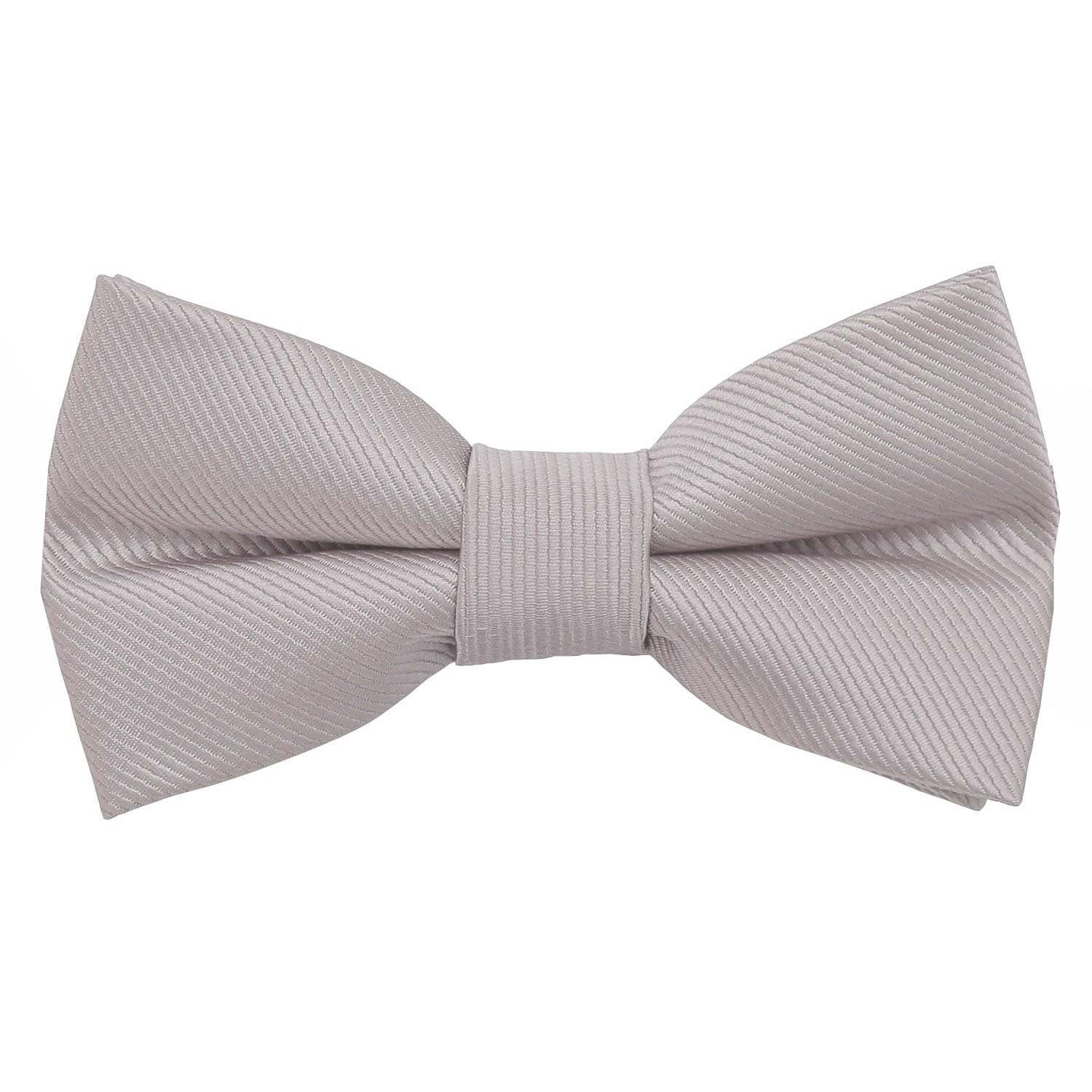 DQT Boys Plain Twill Pre-Tied Bow Tie – Wedding, Pageboy & Formal Adjustable Bowtie - Desert Taupe