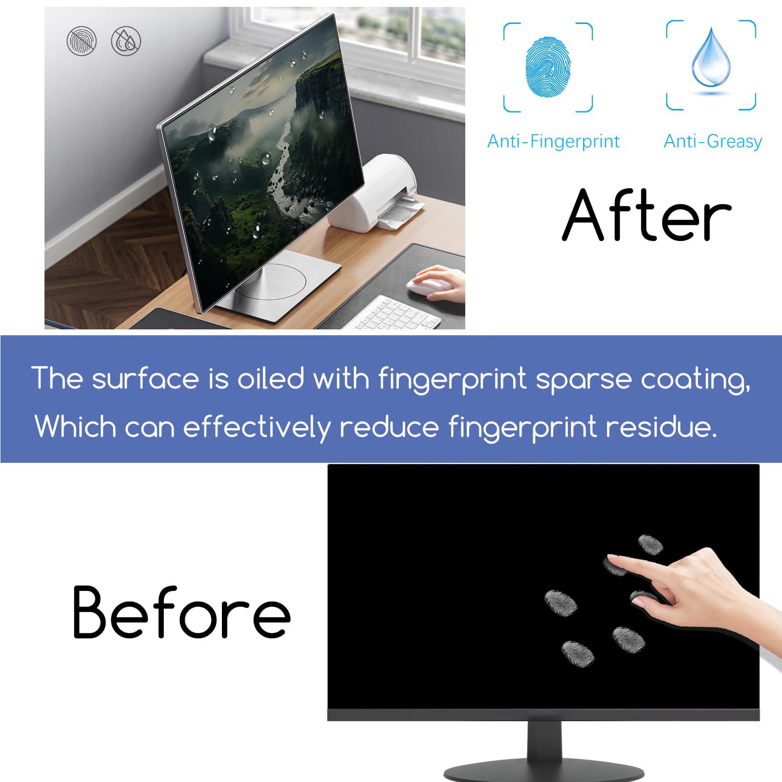 Pantalla Magnética De Privacidad Anti-Reflejo Y Anti-Rayaduras '27', Película Protectora Colgante Y Removible Anti-Luz Azul/Reflejo para Monitores 16:9,27inch(613mm*356mm)