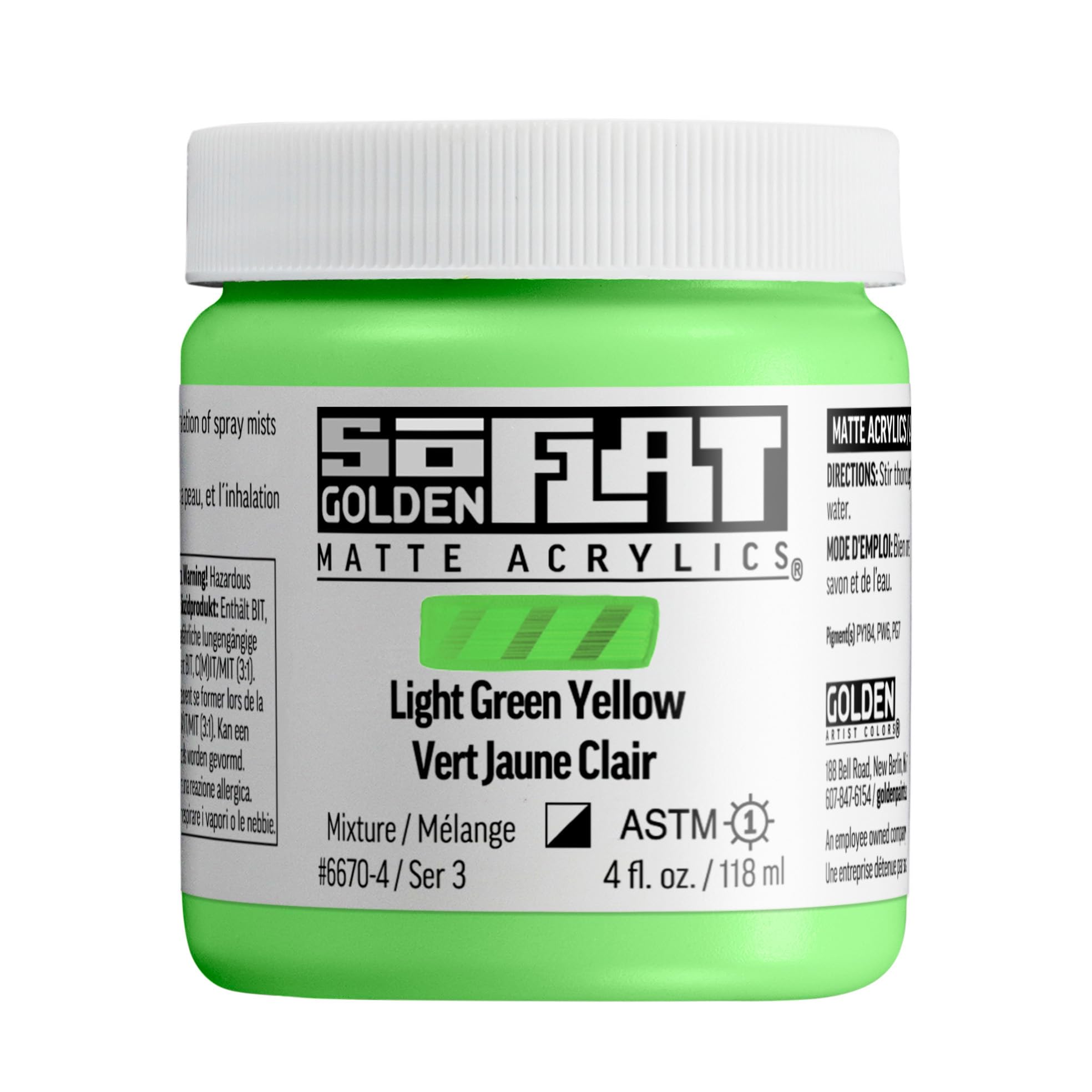 Golden : SoFlat : Matte Acrylic Paint : 118ml : Light Green Yellow