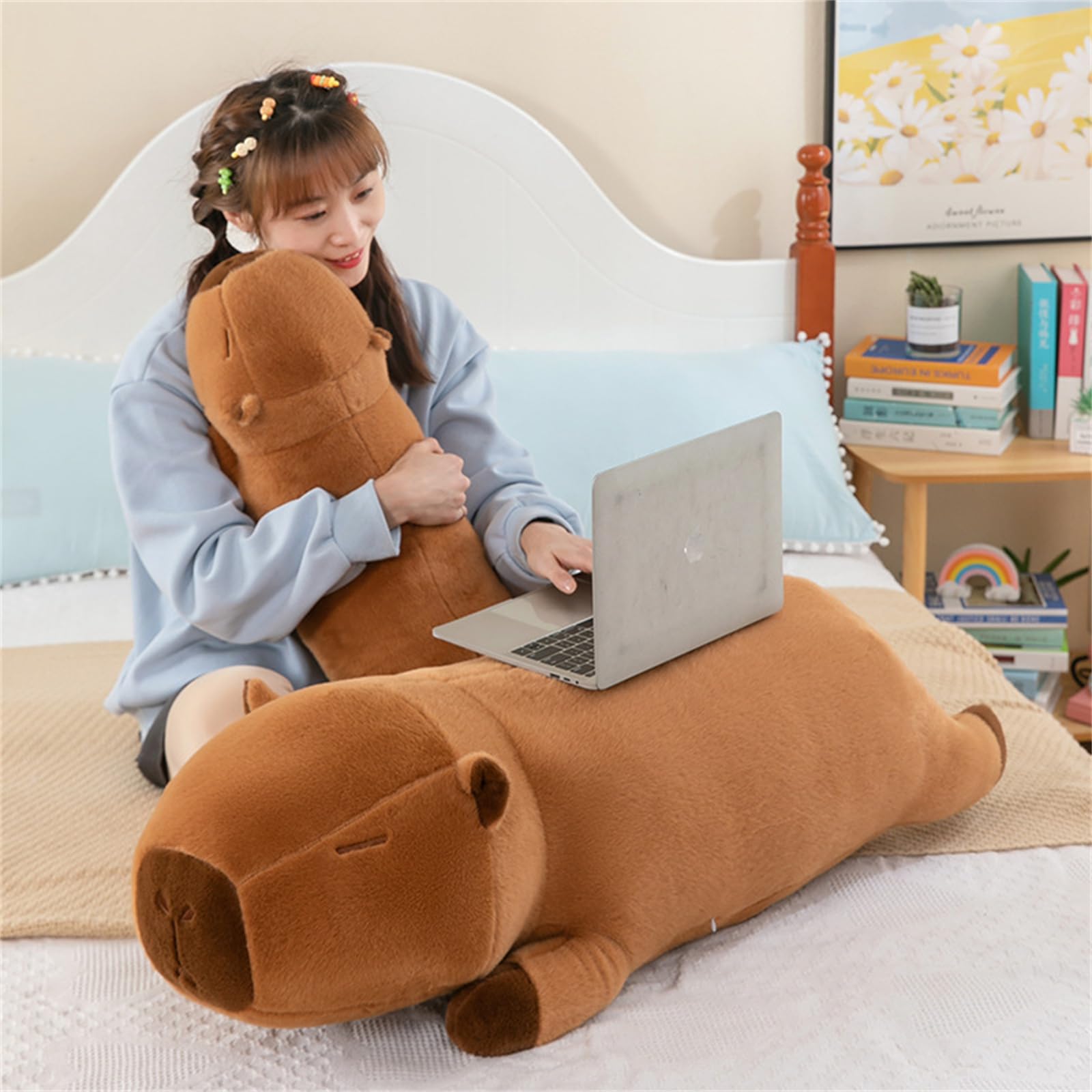 champracer Capibara Plüschtiere Lange Puppen Große Kissen Plüsch Capybara Plüschkissen Kinder Geburtstagsgeschenke Capybara Plüschtiere Niedliche Spielzeuge (90 cm,Braun)