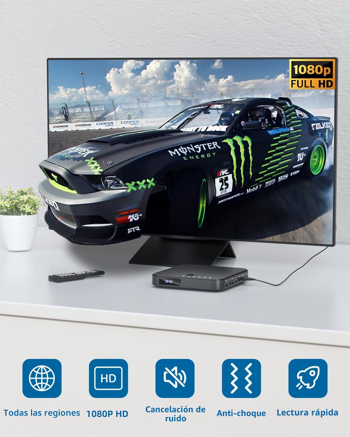 Reproductor de DVD para TV, Mini Reproductor DVD HDMI 1080p HD con Todas Las regiones, Anti-Choque, integración PAL/NTSC y Control Remoto