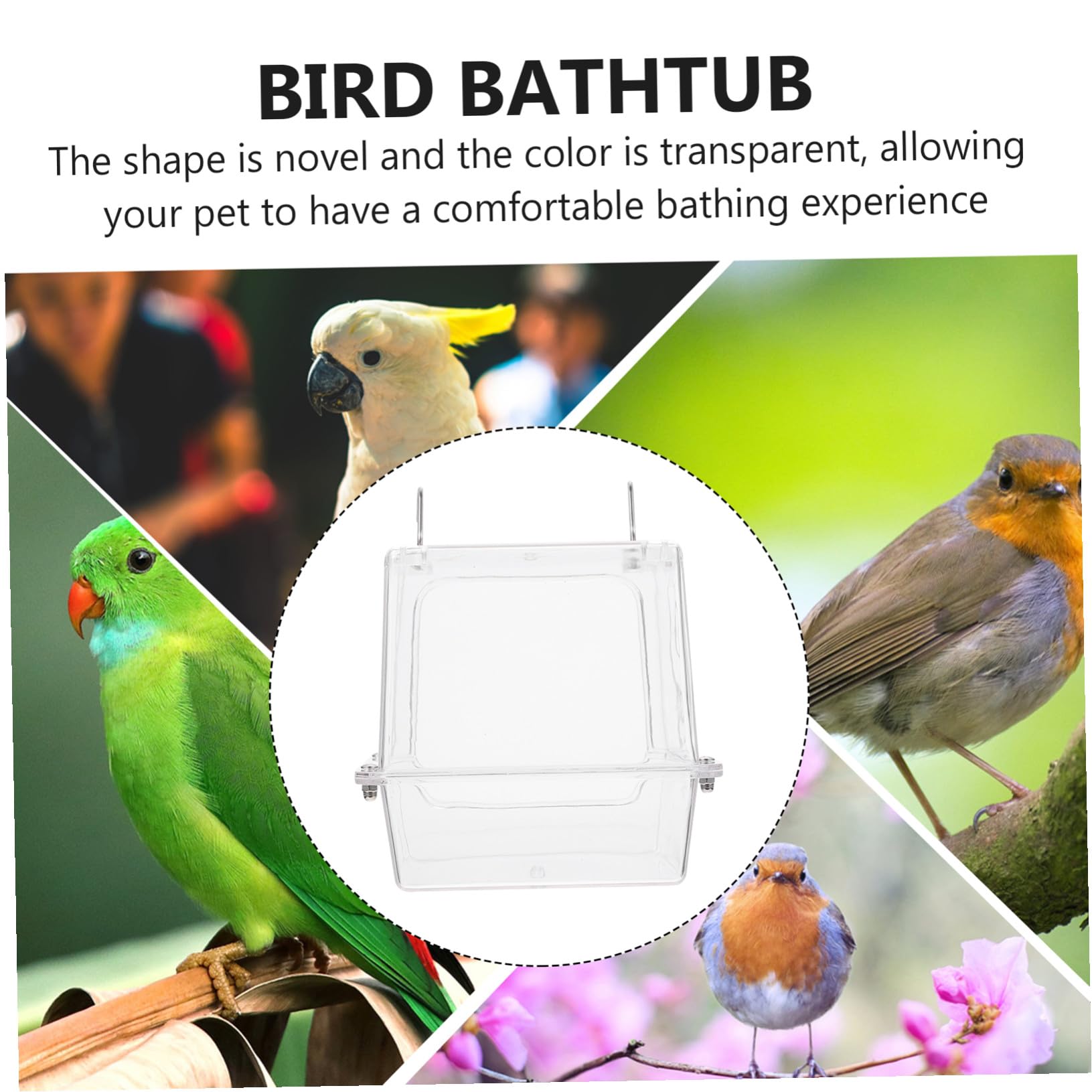 Outanaya Hängendes Vogelbad Badehaus aus Acryl für Wellensittiche und Papageien mit Duschfunktion Geeignet für Vogelkäfig Praktisches Vogeldusche Zubehör