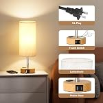 Lampe de table pour la chambre à coucher 2 - Toucher 3 Lampes de chevet dimmables avec USB Ports C et A, Lampe de nuit pour table de nuit avec AC Outlet, Lampes de bureau pour le salon, Salle de lecture, Chambre pour enfants, Bureau
