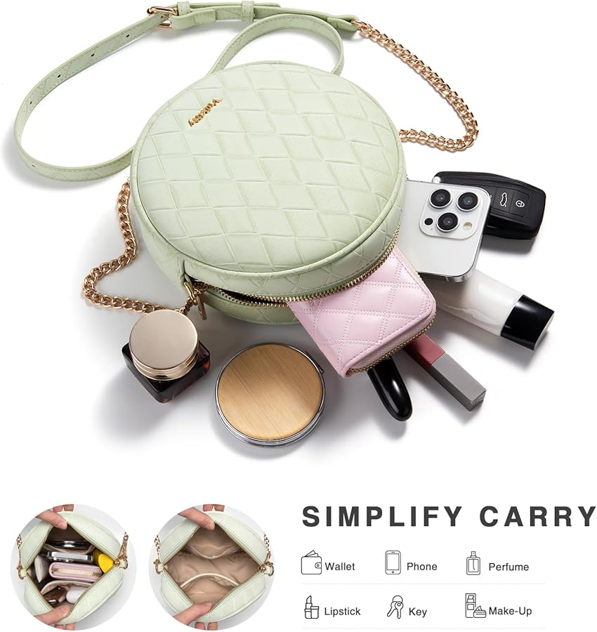Vulkitty Round Crossbody Bag for Women PU Leather Circle Tassel
