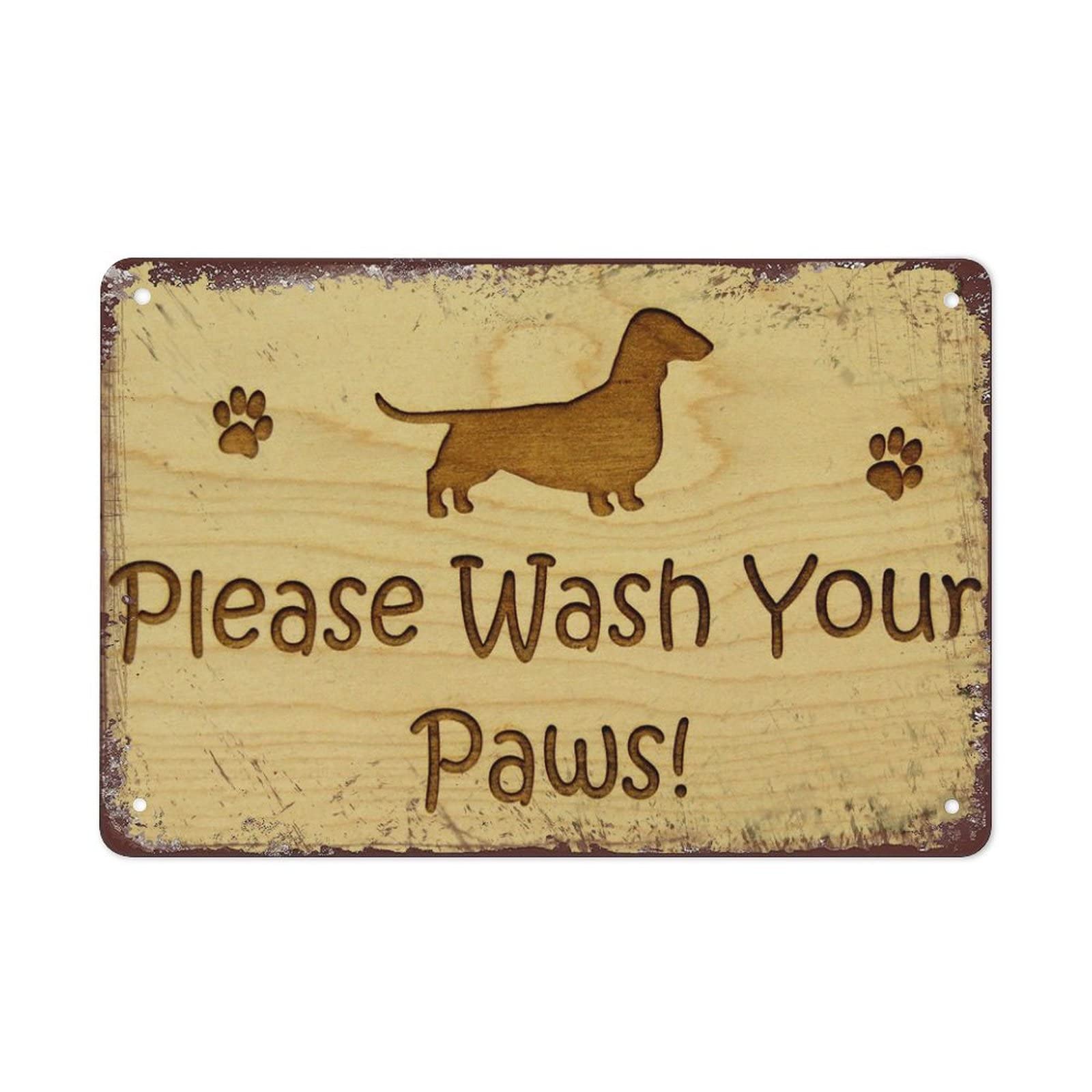 Pibonto Women's Wall Art Dachshund Dog Tin Sign Please Wash Your Paws Wall Sign Funny Bathroom Sign Dachshund Metal Sign Dachshund Gift Vintage Bathroom Decor For Toilet Bathroom S Gift For Wo 8X5.5 Inch