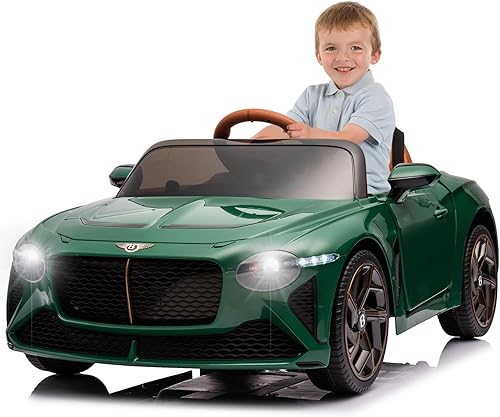 BentleyMulsanne - Auto de paseo para niños de 12 V con control remoto, 3 velocidades, luces LED, música, puertas abiertas, neumáticos que absorben