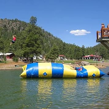Water Park Game Pillow Inflatable Water blob Catapult, Inflatable Water blob Catapult Foot Outdoor Catapult Toys,PVC Material with Air Pump,Suitable for Adults and Child, 10*19.6Ft, Blue