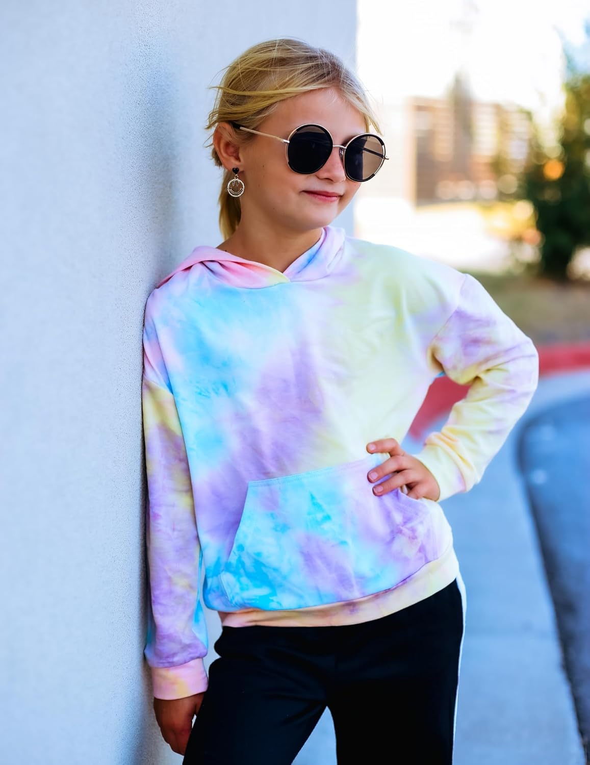 Arshiner Girls Tie Dye Sweatshirts Loose Casual Hoodies Long Sleeve Pullover Hooded Tops With Pockets - Image 8