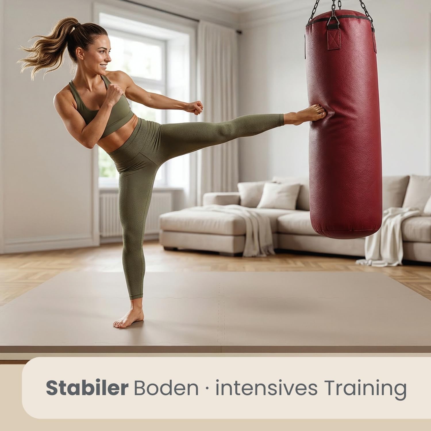 EYEPOWER Fitnessmatte 50x50x4 cm - 4 EVA Bodenschutzmatten 4 cm dick - 1m² Puzzlematte für Homegym Fitnessraum - Trainingsmatte rutschfest für Geräte Gewichte Laufband Crosstrainer