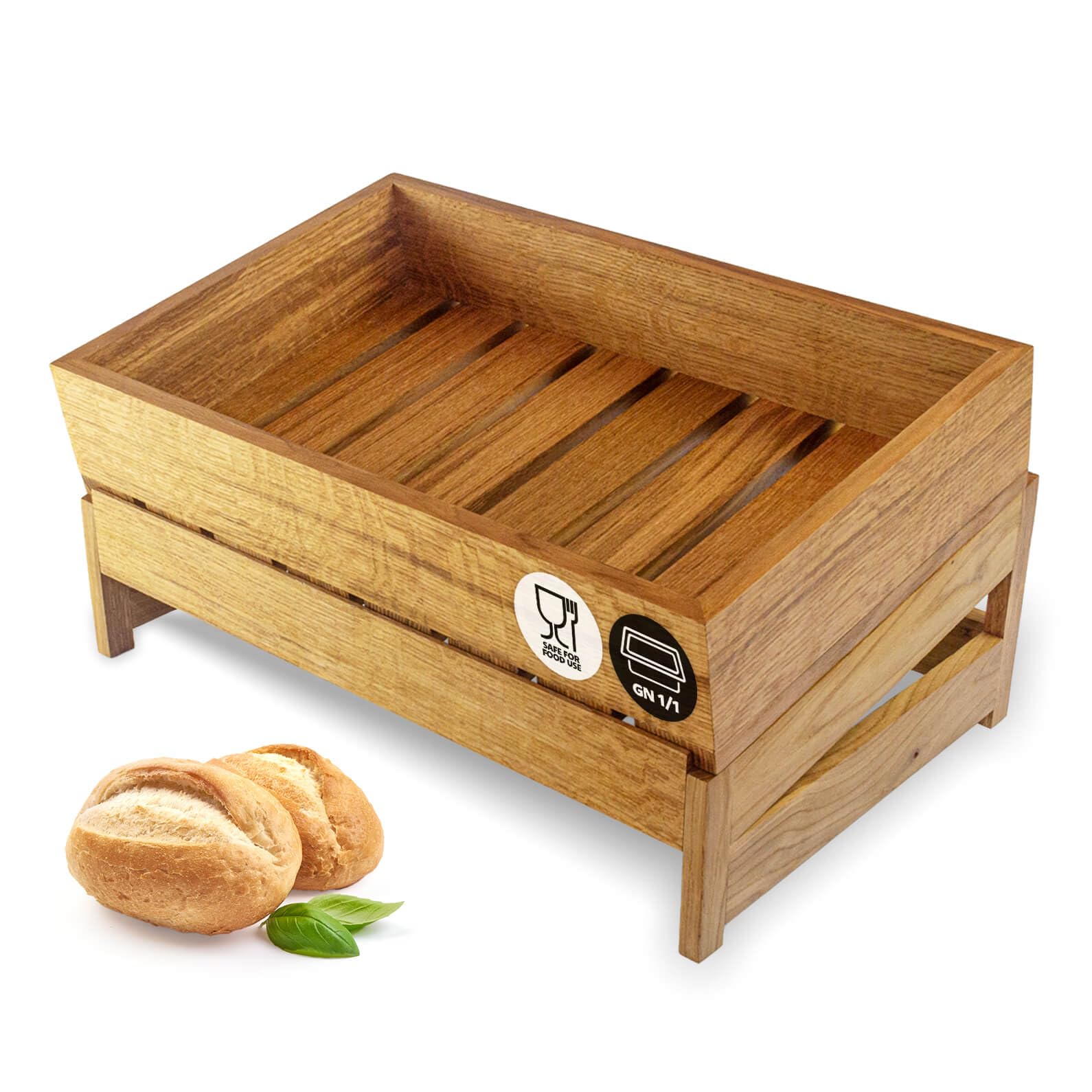 Elegancki stojak prezentacyjny do chleba | 530 x 325 - GN 1/1 | Chlebak do bułek, Pojemnik do pieczywa, Ekspozytor do pieczywa, Prezenter do wyrobów piekarniczych - podstawa, skrzynka