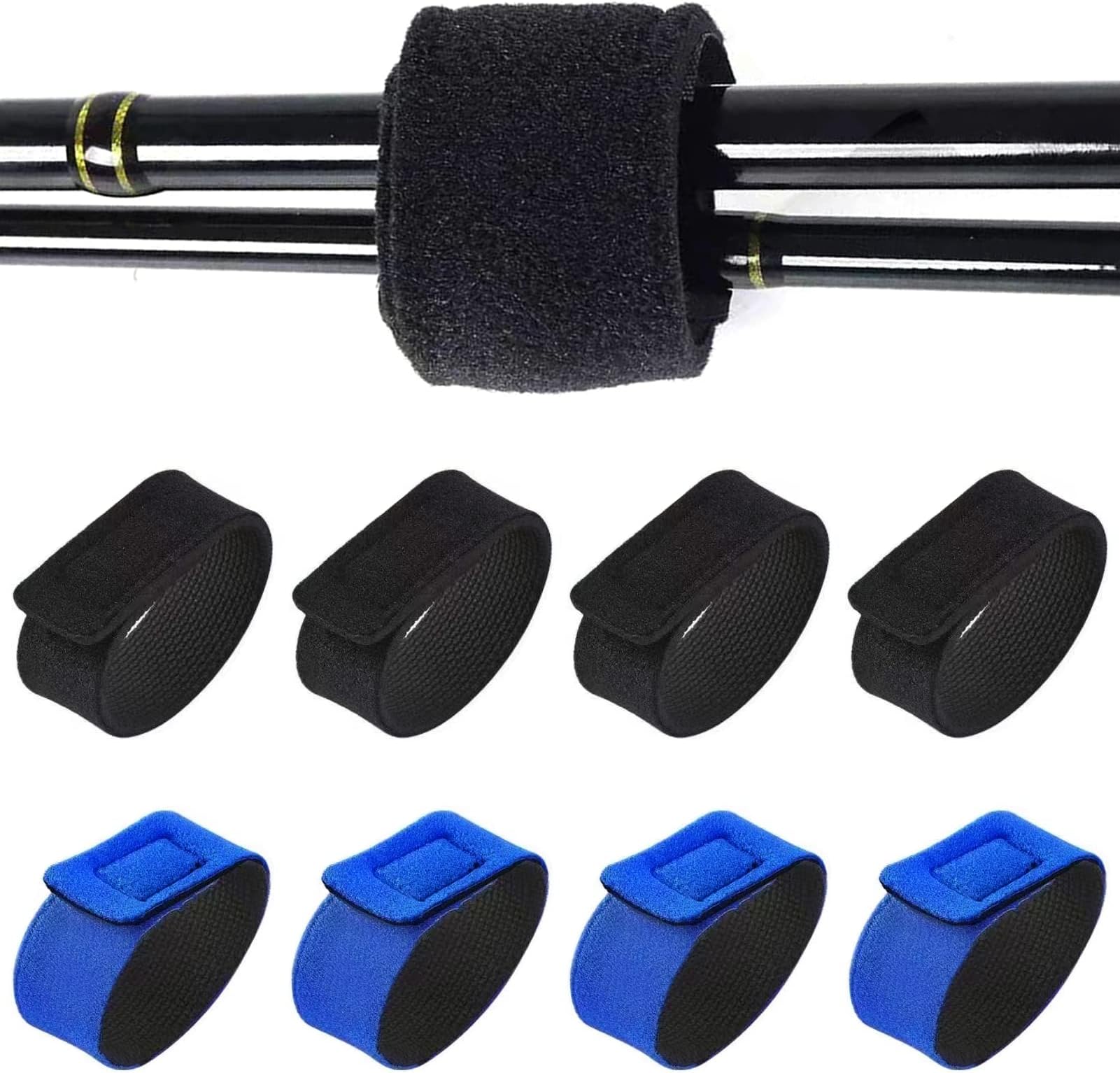 8 Pcs Fishing Rods Belt Fishing Rod Velcro Straps Elastic Magic Bait Strap Adjustable Fishing Rod Straps Spinning Rod Straps for Fishing Rod