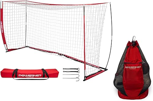 Miniatura 6 de PowerNet Paquete de red portátil estilo arco y bolsa de transporte de pelota grande  Configuración rápida ultra portátil  Portería de fútbol