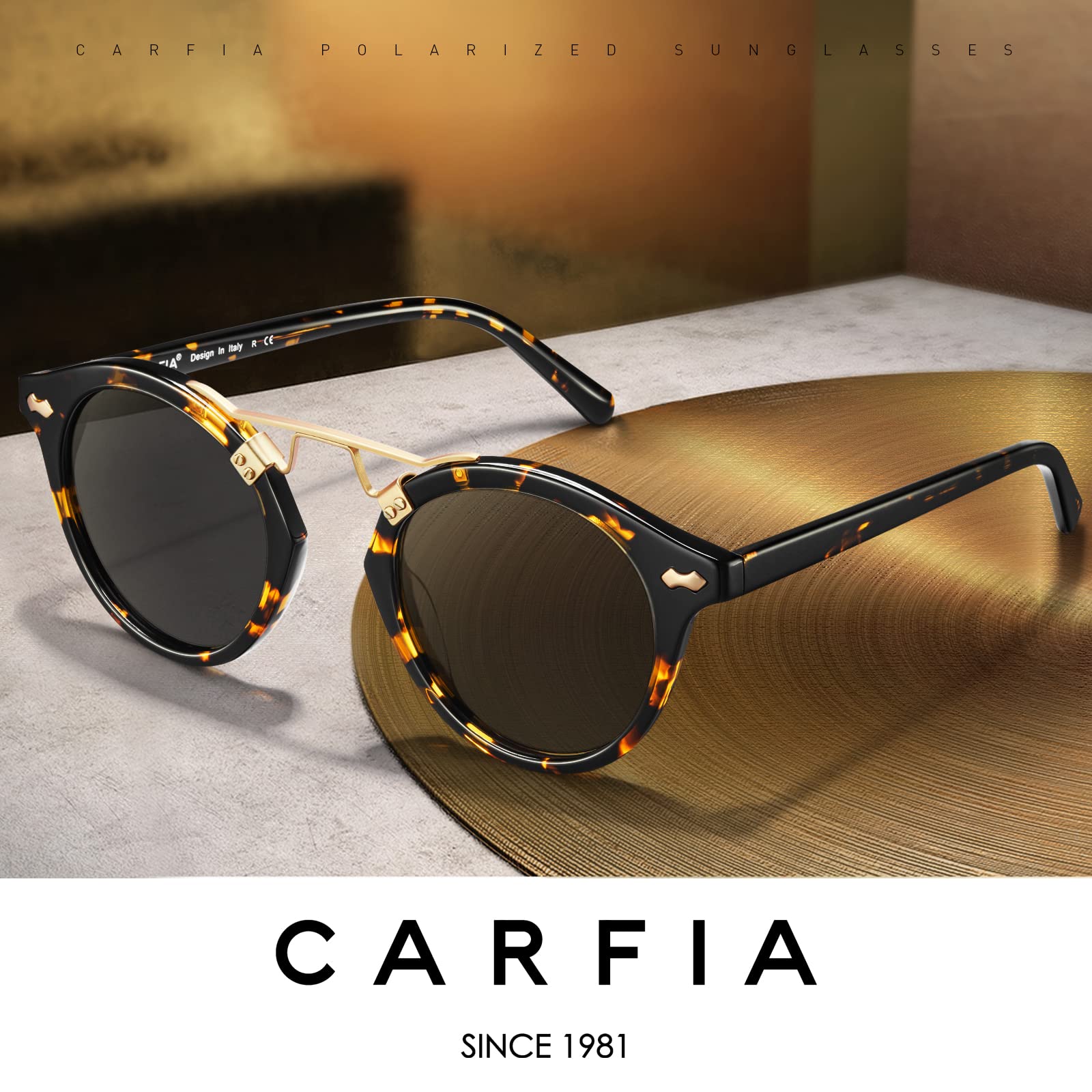 CARFIA Eleganckie damskie okulary przeciwsłoneczne Okulary polaryzacyjne UV400 dla małych i wąskich twarzy