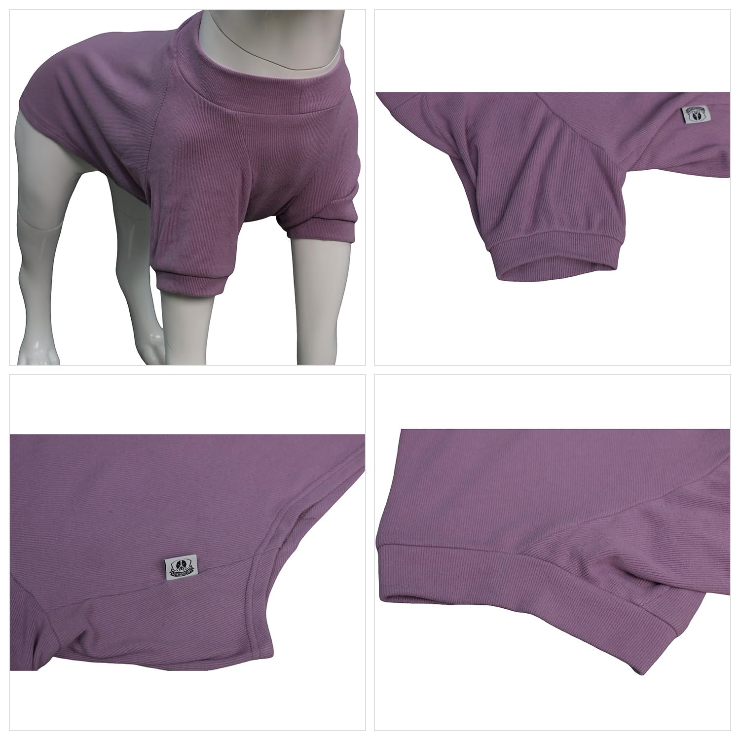 Lovelonglong Ribbed Dog T-shirt Cotton Knitted Dog Sweaters for All Season Pet T-shirts for Large Medium Small Dogs Taro purple S - Image 3