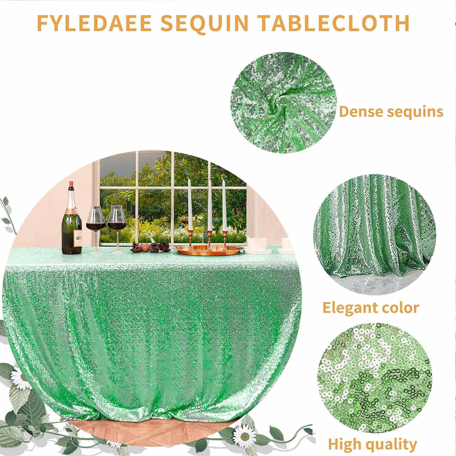 Light Green Sequin Tablecloth Mint Green 60x120 inch Rectangle Glitter Shiny Table Cover for Christmas Wedding Birthday Holiday Event Party Dinners Candy Cake Table Decoration