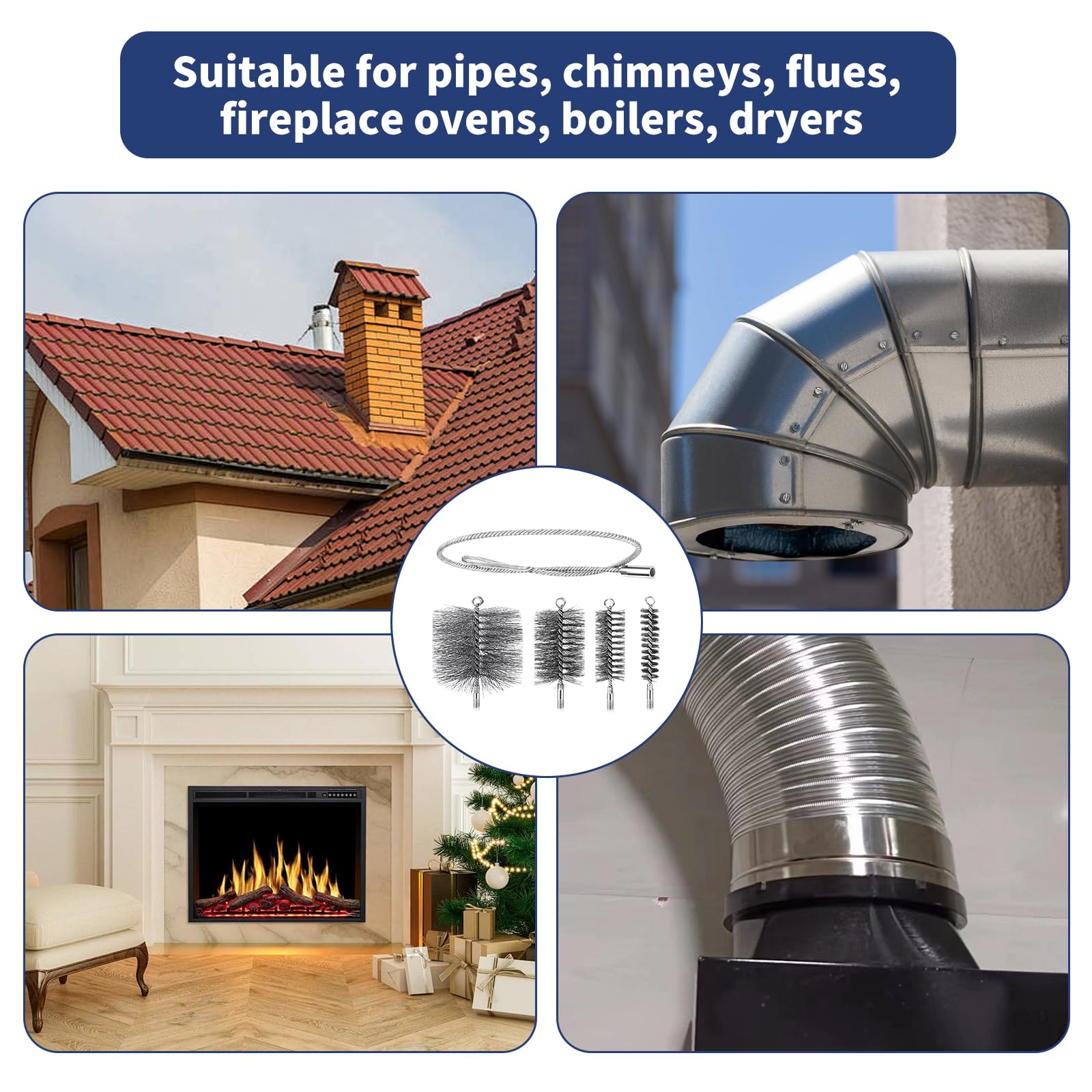 Set 4 Spazzole Per Pulizia Canna Fumaria | Diametri 30mm, 50mm, 80mm, 110mm | Acciaio Inox | Per Camini E Stufe - Foto 11
