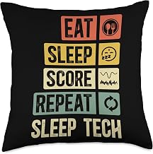 Eat Sleep Score Repeat Sleep Tech Sleep Technologist Throw Pillow