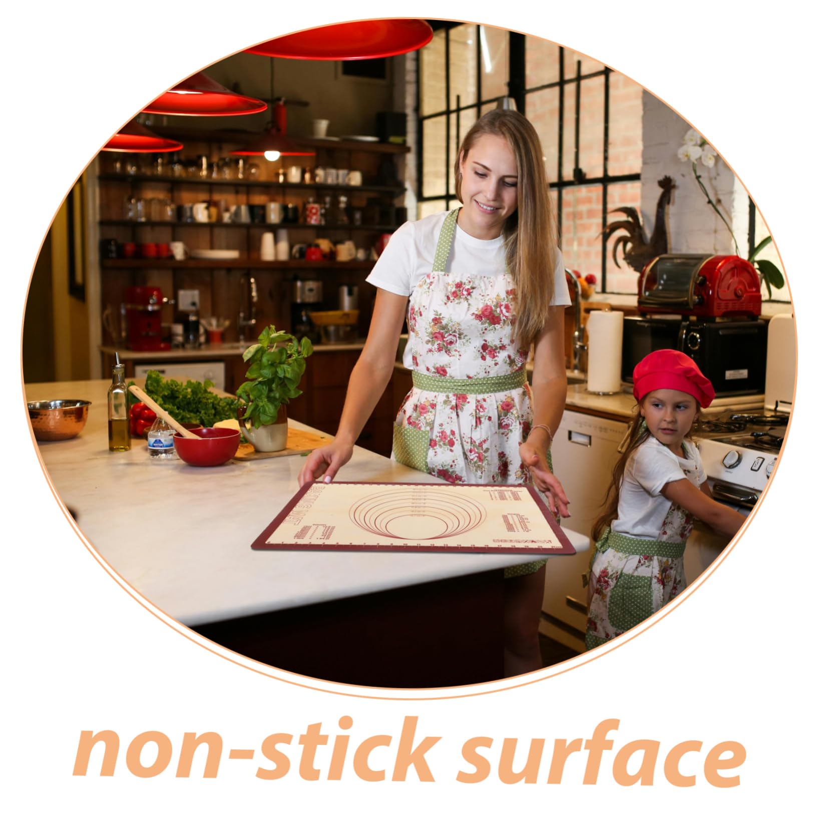 Tapis de Pâtisserie en Silicone Rectangulaire Réutilisable, Antidérapant