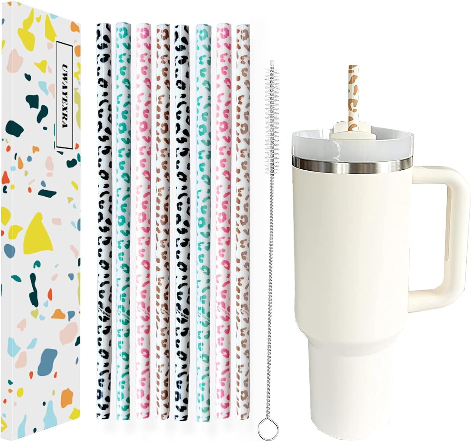 40oz Replacement Straws 8 Pack 40oz Tumbler Leopard