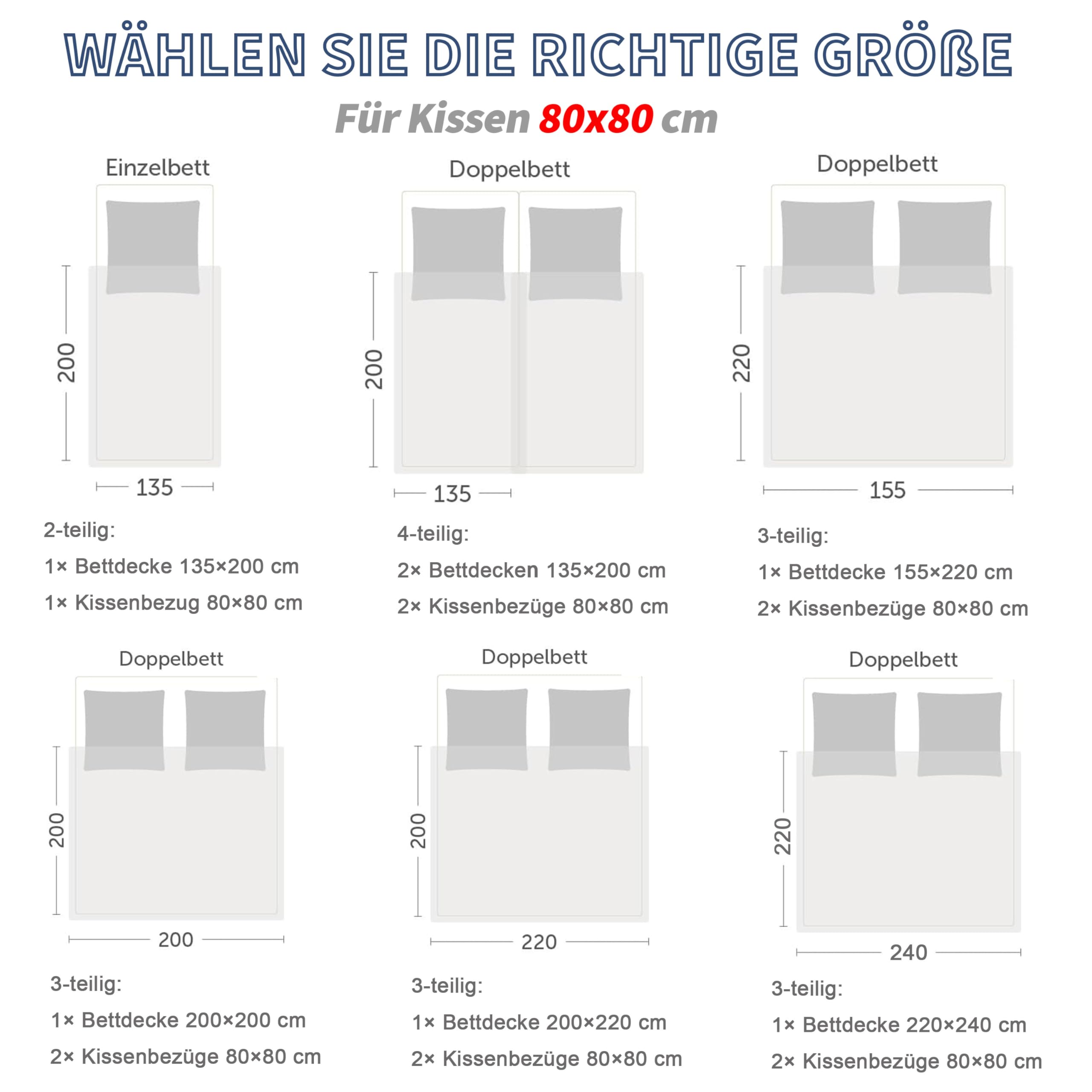 HIG Bettdecken-Set 4-teilig mit 2X Steppdecke 135x200 cm und 2X Kissenbezügen 80x80 cm – Oeko-TEX zertifizierte, kastenförmig genähte Daunenalternative in Grau, mit 1300g Füllung (300 GSM)