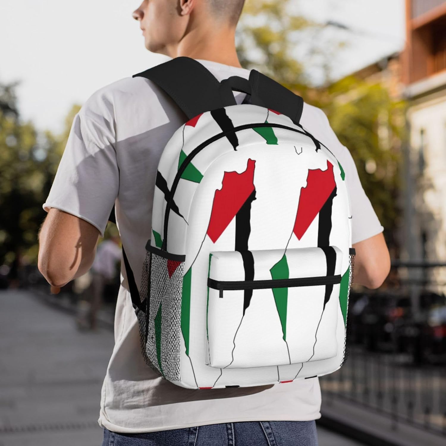 Palestine Flag Map Backpack Large Sports Bag, Best for Basketball, Soccer, Volleyball, Swim, Gym, Travel
