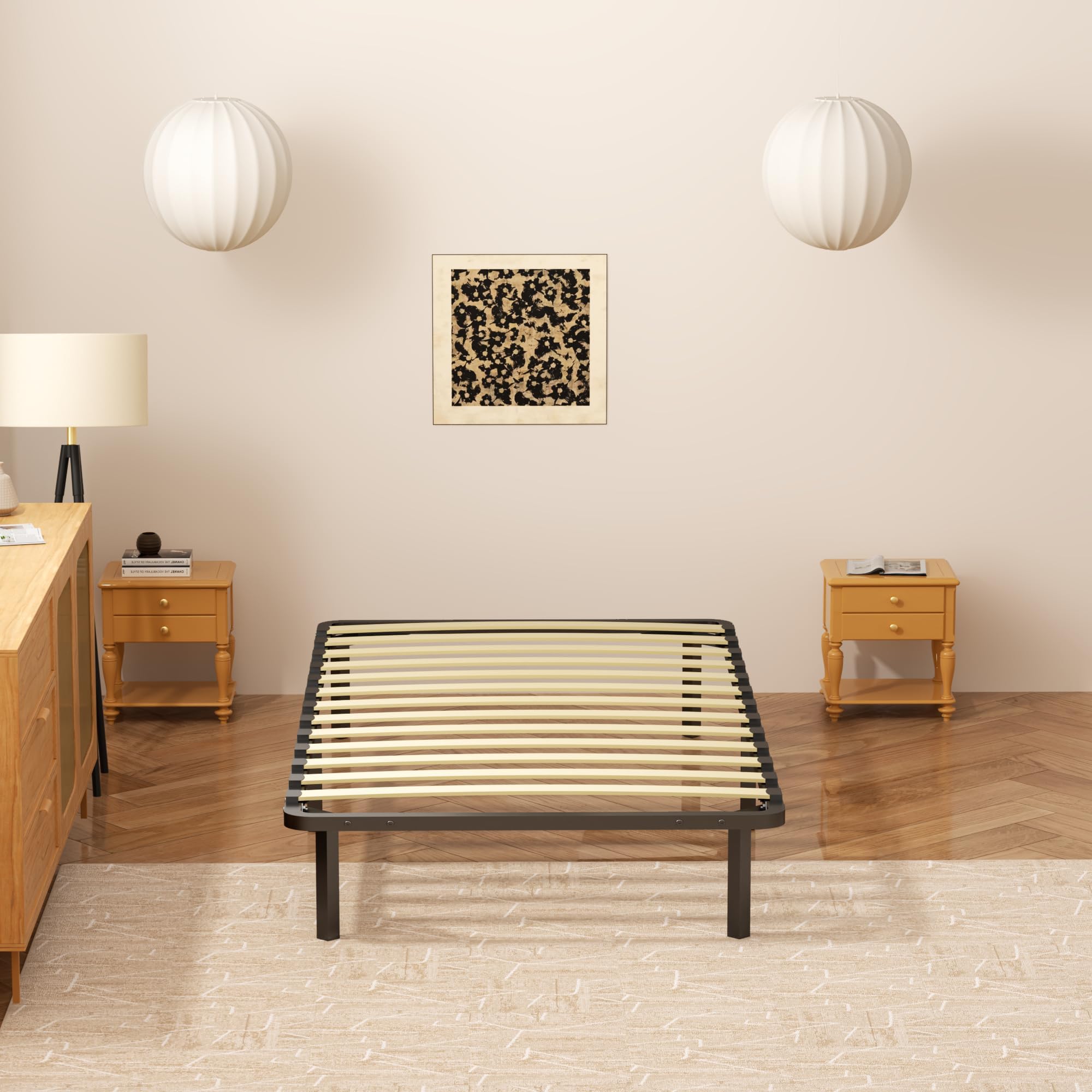Stanew - Sommier 90x200cm avec 6 Pieds - 1x13 Lattes - Lit avec Sommier à Lattes pour Adulte - Résistant et Confortable