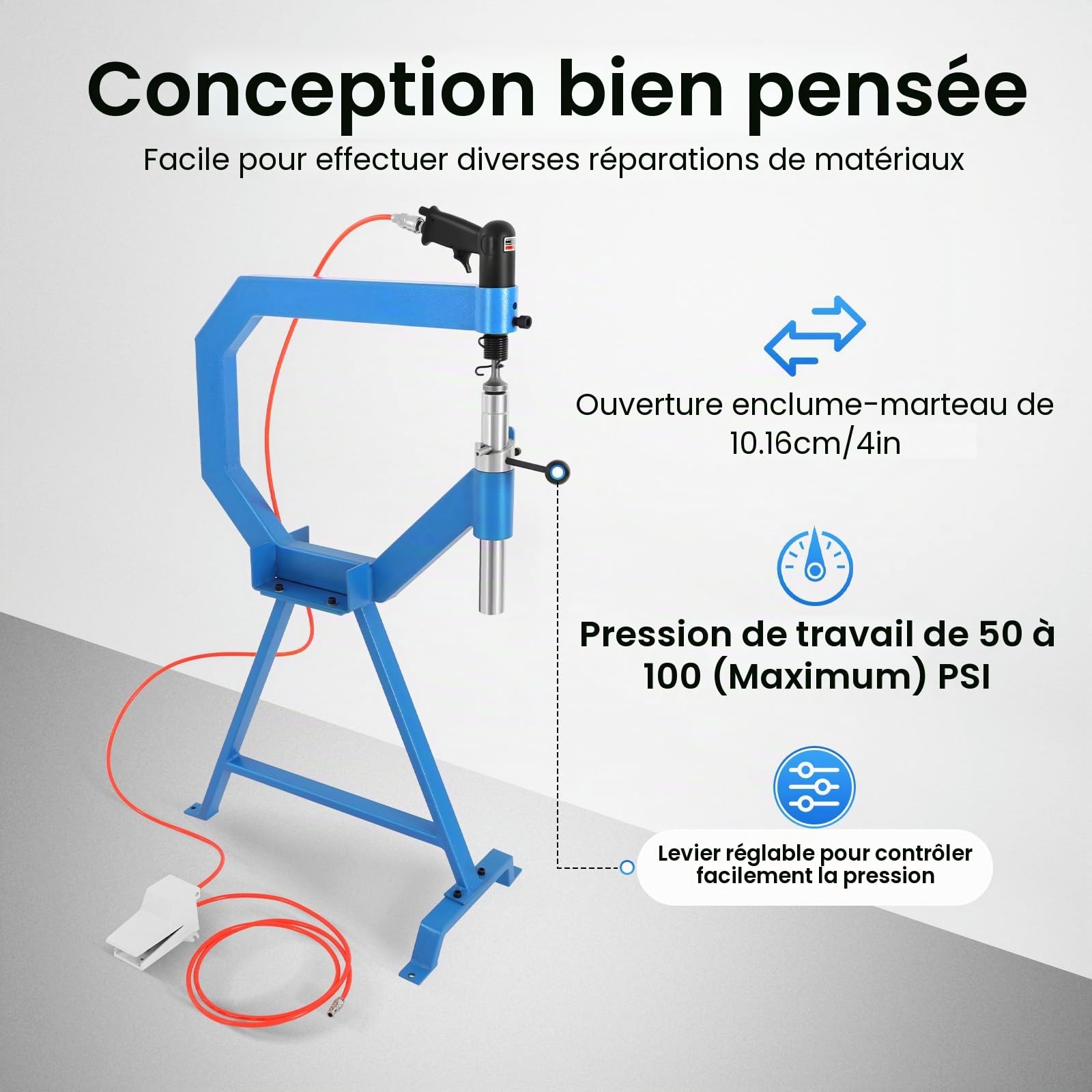 Marteau pneumatique Planishing Marteau à planifier, pour façonner des tôles, étirement en aluminium, cuivre, laiton pour augmenter l'efficacité