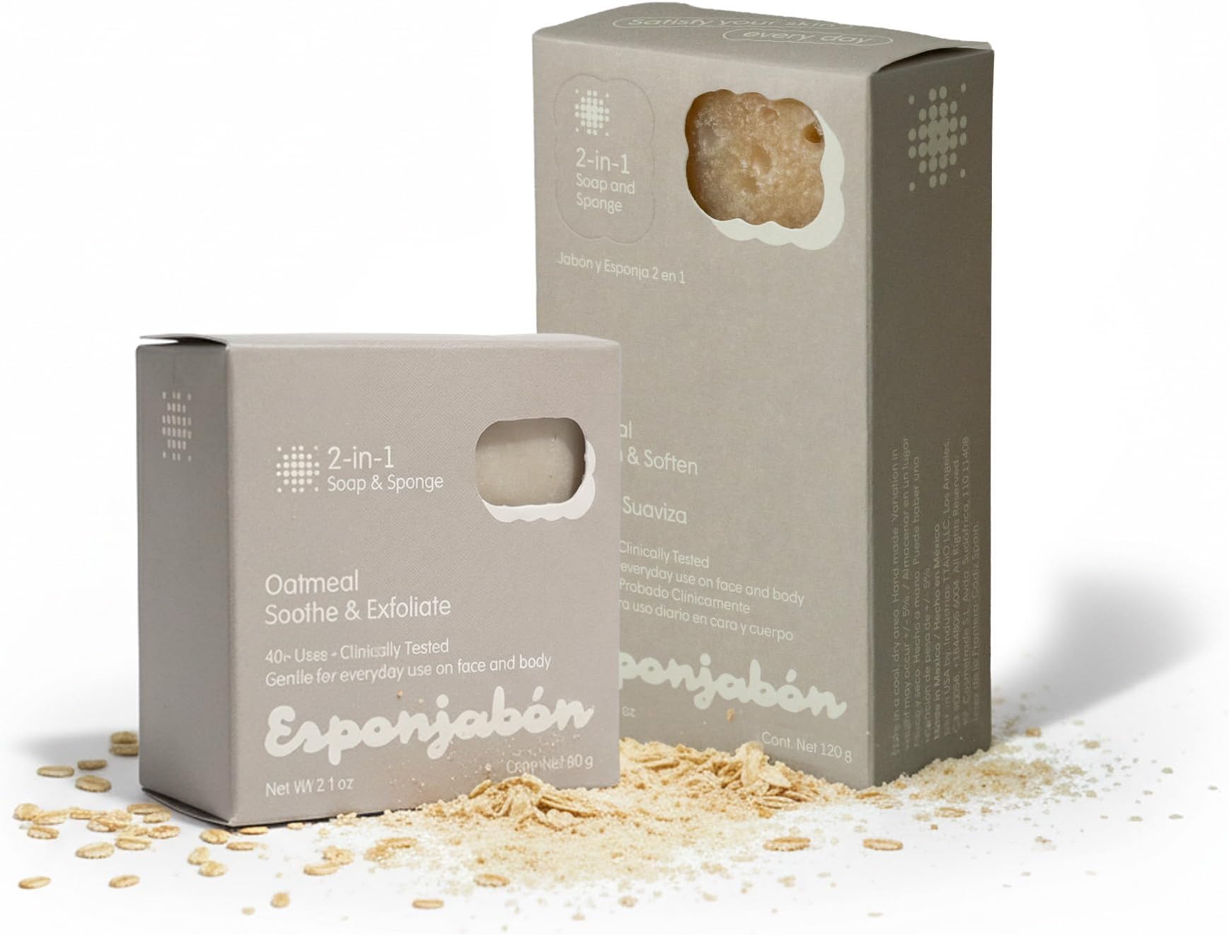 T.Taio - EsponJabón – Pack of 2 Sponge + Soap 2-in-1 Coffee – Exfoliates & Boosts Circulation – Intense Skincare – Unisex – (Normal + Mini Size) 180g