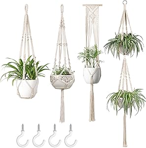 Macrame Plant Hangers — Set of 4
