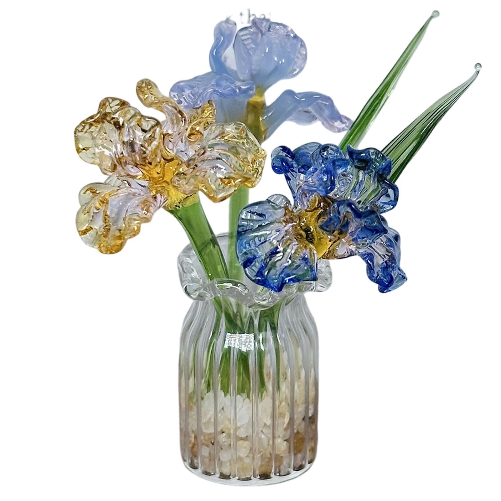 Whoasyst Clear Glass Vase Decoration with Colored Glaze Flower for Home Flower Arrangement Anniversary Wedding Table Centerpieces Glass Vase