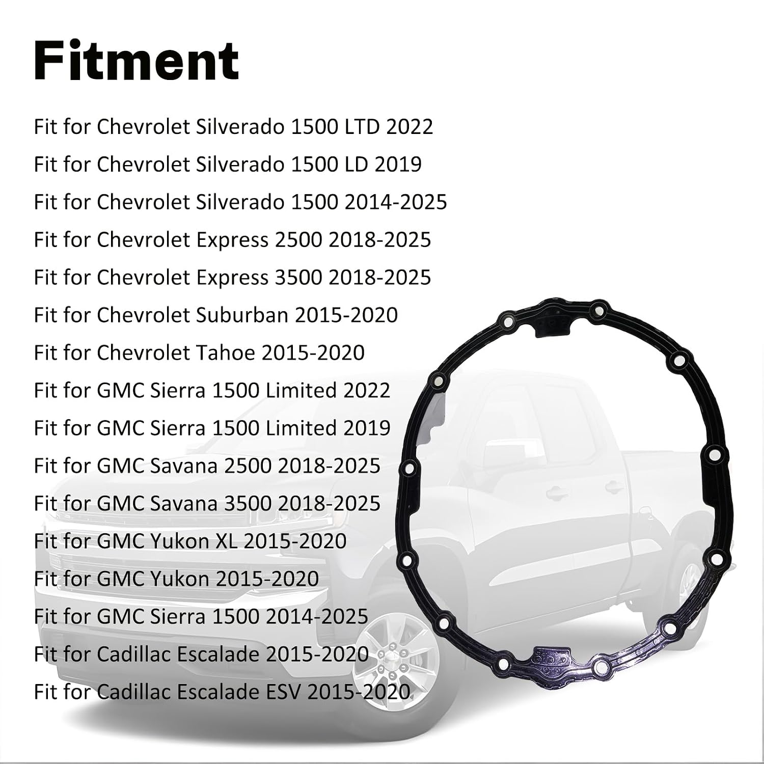 Rear Axle Housing Cover Gasket Differential Seal Fit for Chevrolet/Chevy Silverado 1500 2014-2025 GMC Sierra 1500 2014-2025 Yukon XL 2015 2016 2017 2018 2019 2020 Replace 22943110 85720902