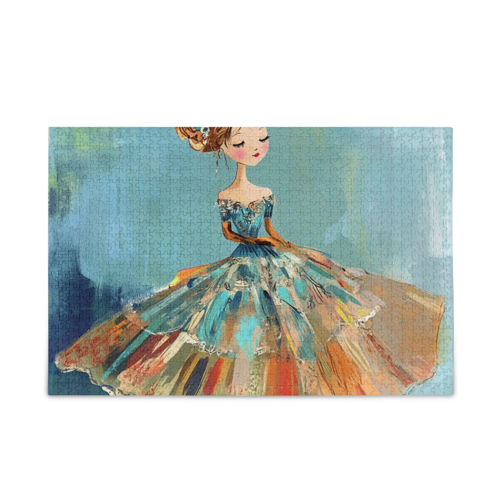 Amazon.com: Doll Beautiful Dress Blue Puzzle Wooden Jigsaw Puzzles Cool  Games for Adults 1000 Piecing : Toys & Games
