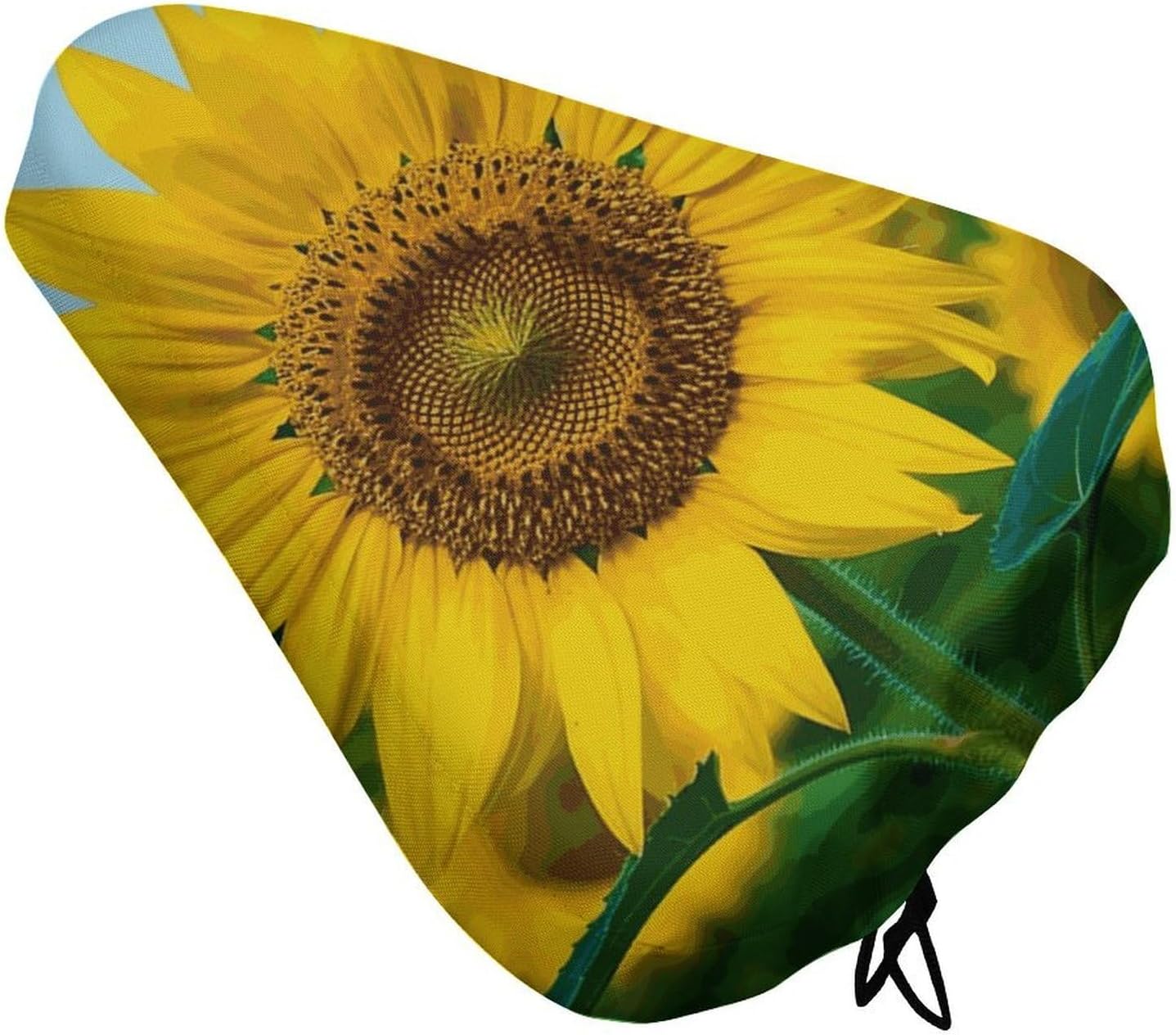 Beutiful Sunflower Waterproof Bike Seat Cushion with Drawstring for Women Men Soft Padded Bicycle Seat Cover for Comfort Wide Road Bike Saddles Universal Fit for Mountain Exercise