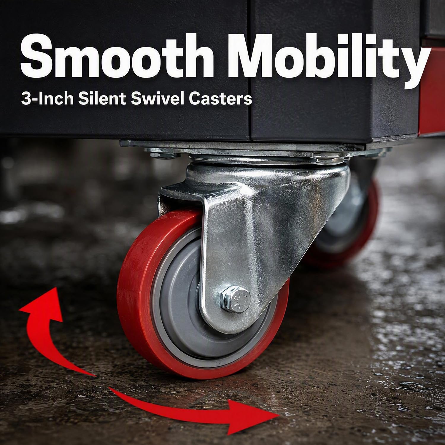 Rolling Tool Cart, 0.8mm Galvanized Steel, 3 inch Silent Casters