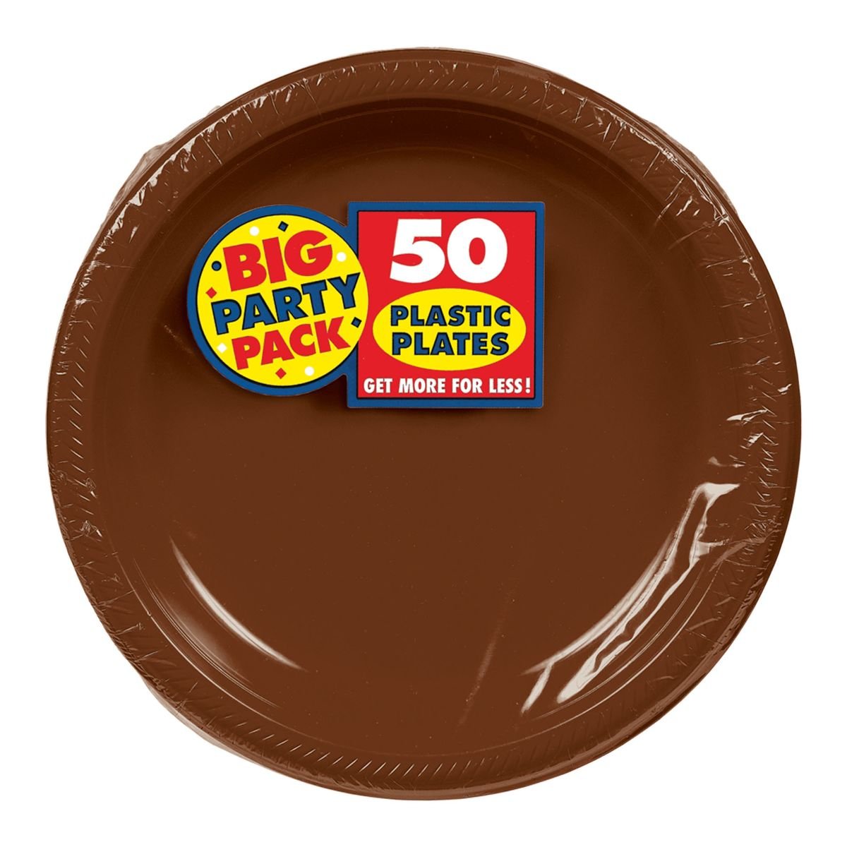 Amscan Disposable Chocolate Brown Party Plates - Pack Of 50, 7-inch Plastic Plates - View #8