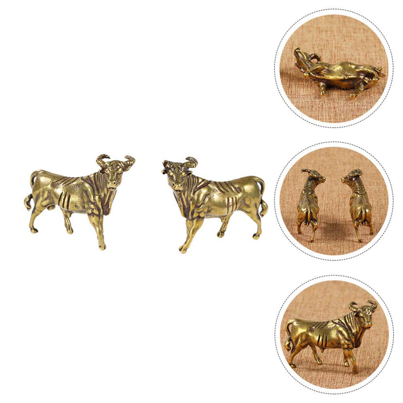 Para mosiężna statua oxOx dekoracje mosiężna figurka ox statua wół rzeźba Feng Shui dekoracje do domowego biura
