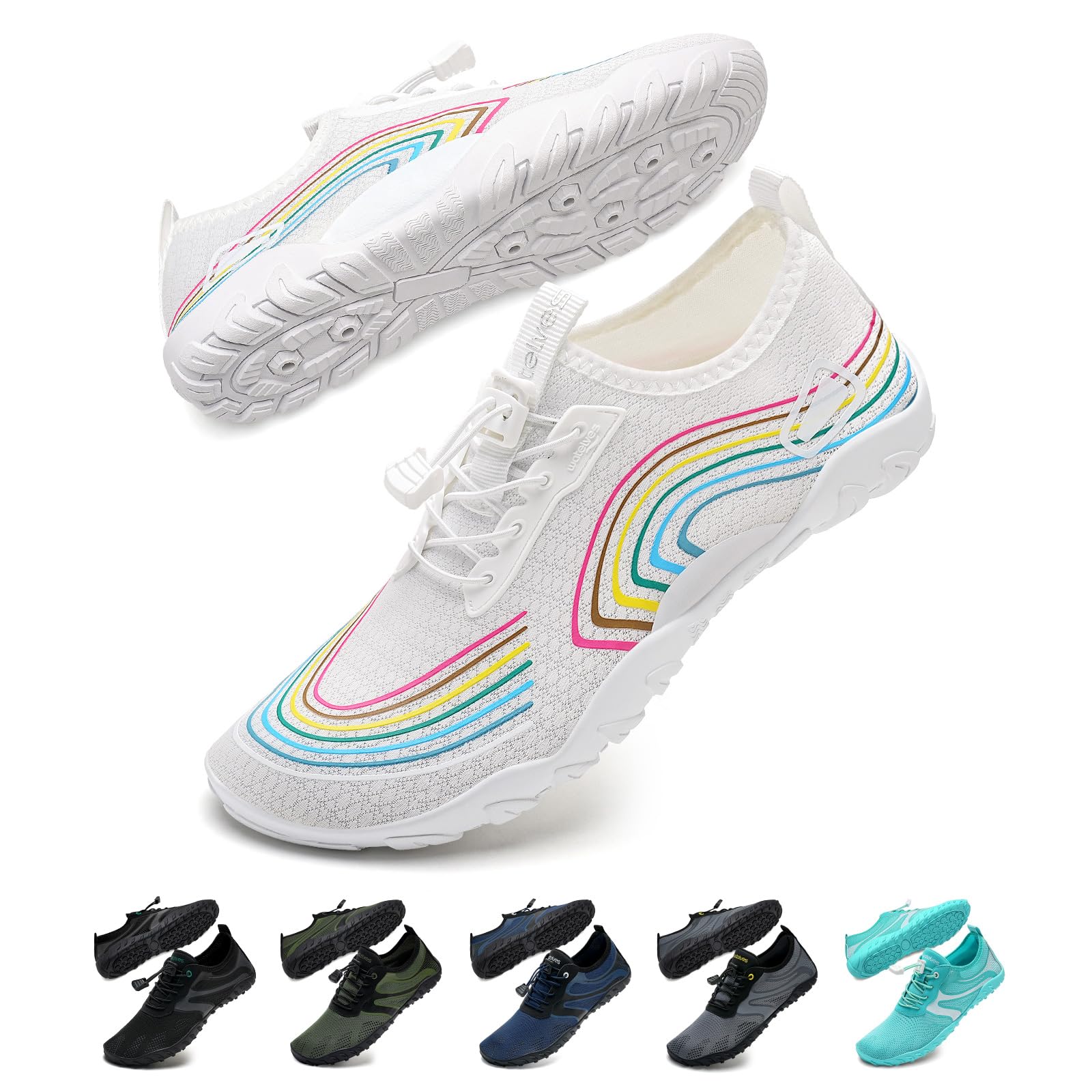 WateLves Badeschuhe Wasserschuhe Damen Herren Schnell Trocknende und Schnell Tragende Strandschuhe für Tauchen Surfen Wassersport Wandern Yoga Alltag 36-48EU
