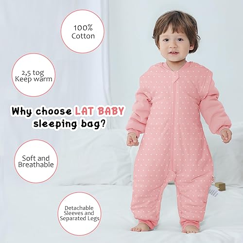 Miniatura 2 de LAT Baby Sleep Bag with Feet Winter, Wearable Blanket, Warm Sack for Toddler Thicken 2.5 TOG-Removable Sleeves