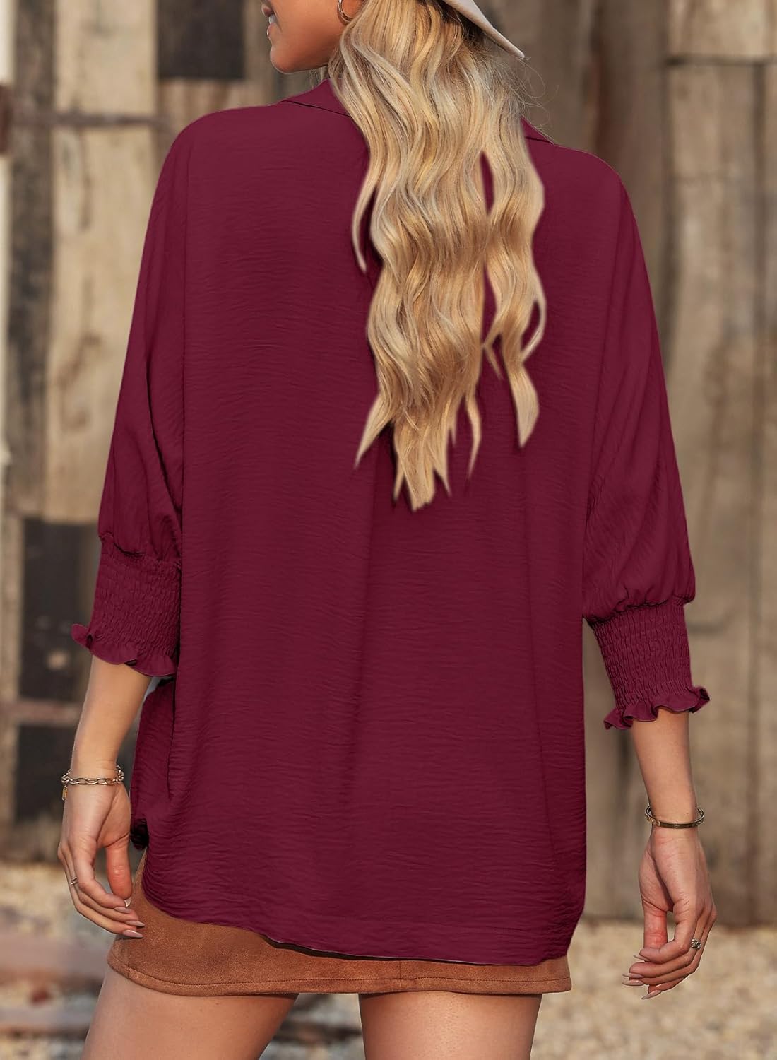 Dokotoo Women Blouses Dressy Casual V Neck 3/4 Length Sleeve Womens Tops Business Work Blouses Office Shirts - Image 4