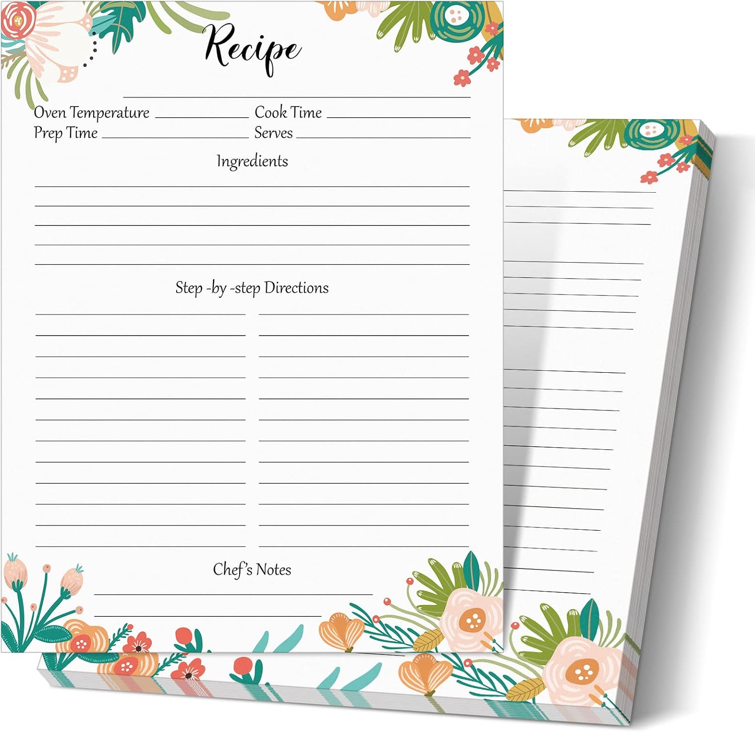 Amazon.com: 50 Sheets Recipe Paper Full Size Recipe Refill Pages 8.5 x ...