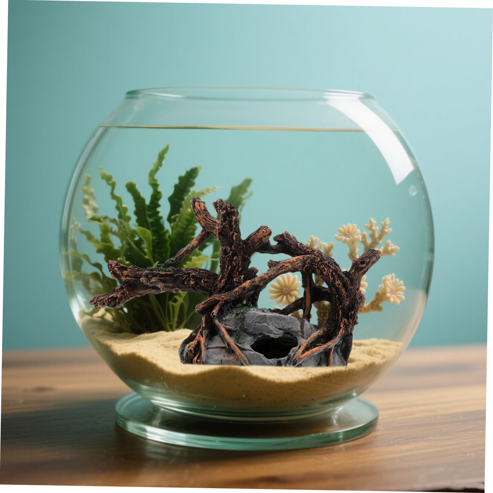 Hohopeti Resin Aquarium Deko Baumstamm Hohl Holzoptik Versteck für Betta Fische Aquarienlandschaft Pflegefrei Robust für Süß Salzwasser Terrarien