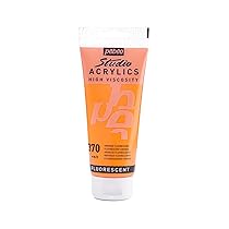 PEBEO Studio Acrylics Fine, 832-370, Vernice acrilica, Arancione fluorescente, 100 ml (Confezione da 1)