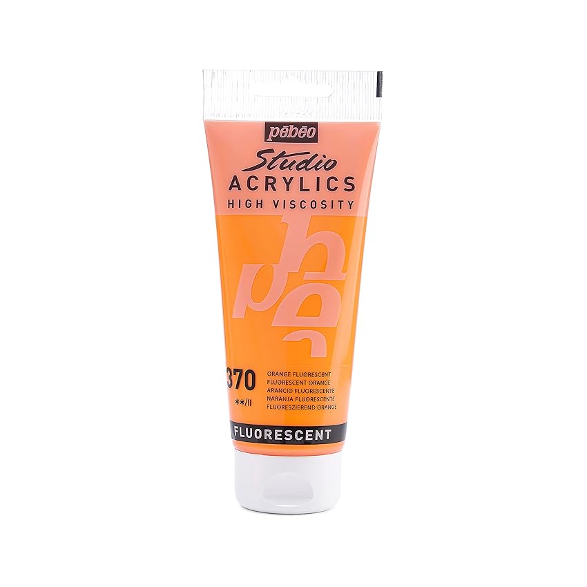PEBEO Studio Acrylics Fine, 832-370, Vernice acrilica, Arancione fluorescente, 100 ml (Confezione da 1)