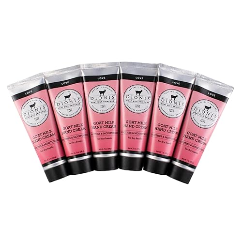Dionis - Crema de manos perfumada con leche de cabra para el cuidado de la piel Love 1 onza - Juego de 6 - Fabricado en los Estados Unidos - Libre