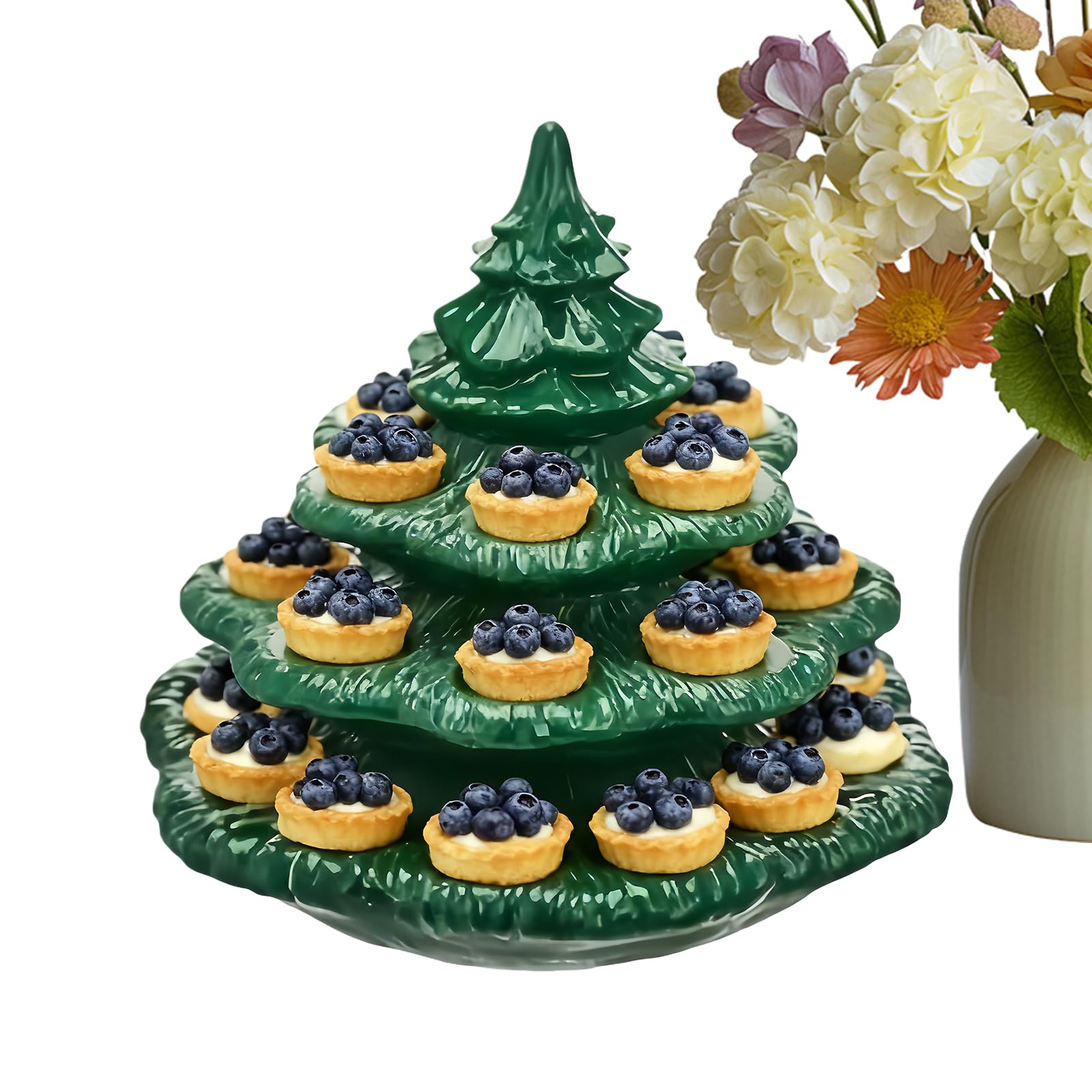 Árbol de Navidad para huevos con 4 niveles de resina y capacidad para 26 aperitivos