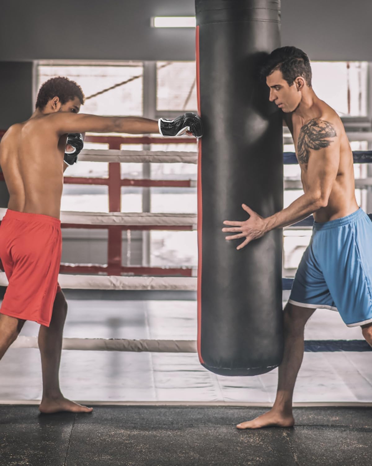 Guantillas MMA y Guantes de Boxeo Semidedos Ajustables Transpirables para Kickboxing Entrenamiento