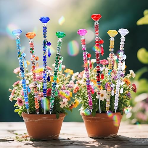 Miniatura 3 de Kit de varitas de jardín con estacas de cuentas de hadas, cuentas europeas con diamantes de cristal y varillas roscadas de 12 o 10 pulgadas, estacas
