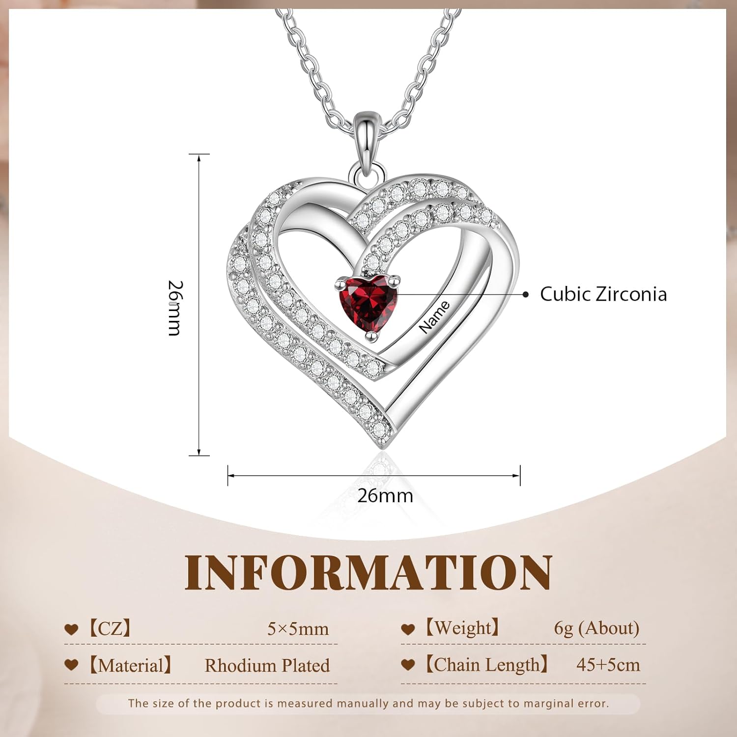 925 Sterling Silver Personalized Name Mom Necklace with 2-6 Heart Birthstones Custom Name Mother Chain Pendant Mother Day Christmas Gifts for Women Mom Grandma Wife - Image 9