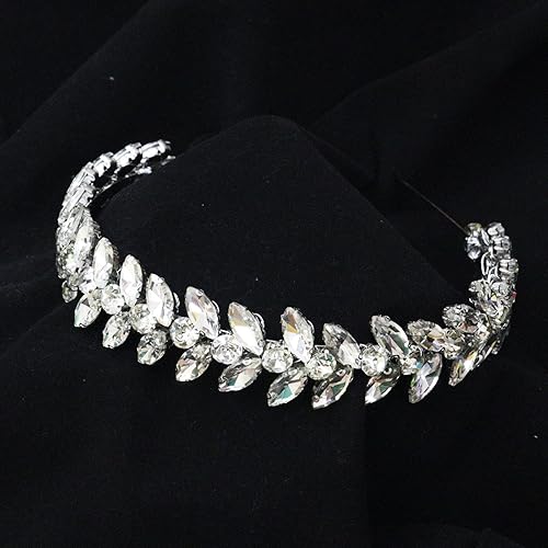 Miniatura 4 de Diadema de diamantes de imitación verdes, accesorios para el cabello de boda, para novias, tiaras para mujeres y niñas, disfraz de diosa, decoración